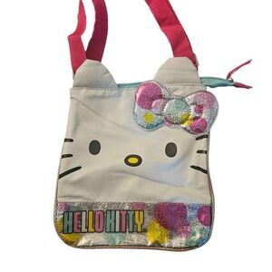 Cute Hello Kitty Crossbody Bag with Glitter Bow Pink‎ Strap